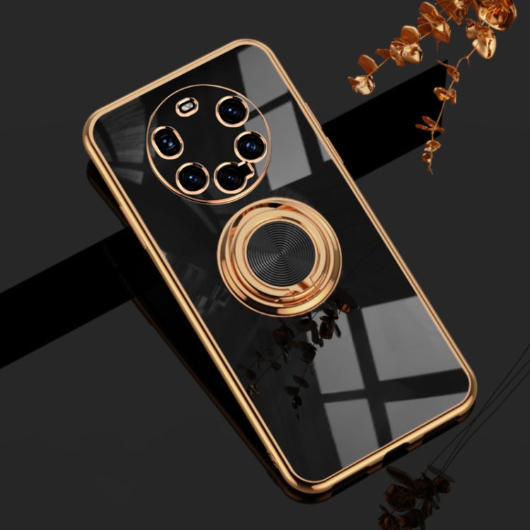 For Huawei Mate 40 Pro+ 6D Electroplating Full Coverage Silicone Protective Case with Magnetic Ring Holder