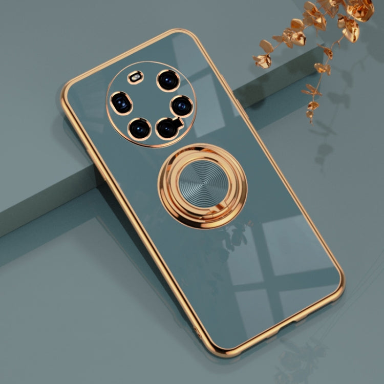 For Huawei Mate 40 Pro+ 6D Electroplating Full Coverage Silicone Protective Case with Magnetic Ring Holder