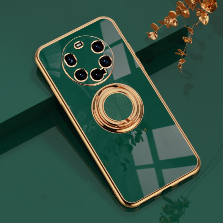 For Huawei Mate 40 Pro+ 6D Electroplating Full Coverage Silicone Protective Case with Magnetic Ring Holder