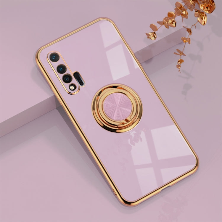 For Huawei nova 6 6D Electroplating Full Coverage Silicone Protective Case with Magnetic Ring Holder