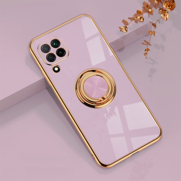 For Huawei nova 6 SE 6D Electroplating Full Coverage Silicone Protective Case with Magnetic Ring Holder