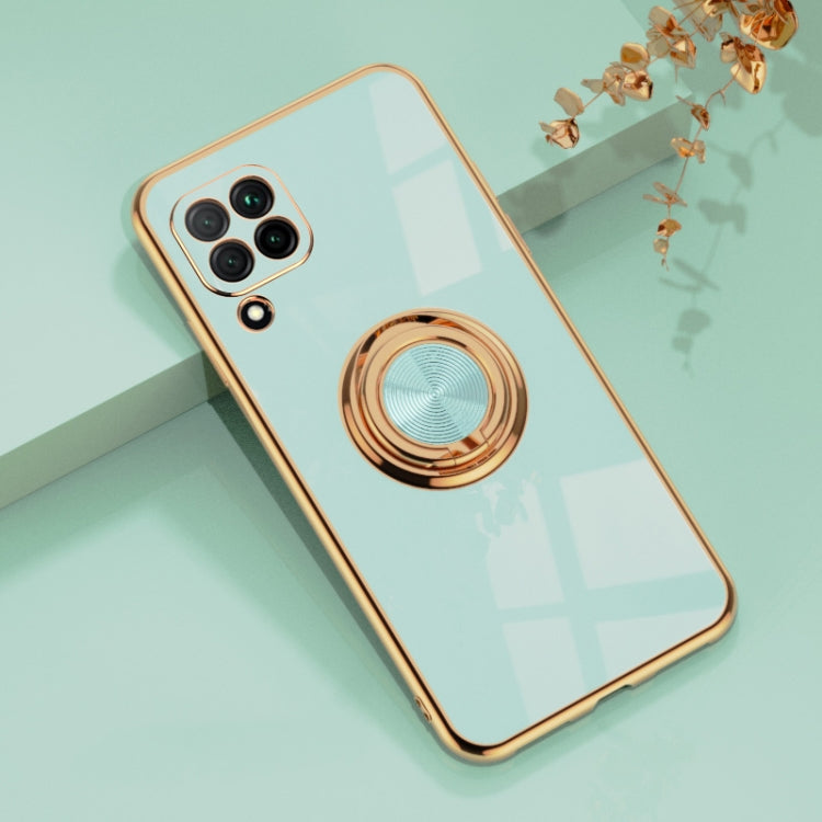 For Huawei nova 6 SE 6D Electroplating Full Coverage Silicone Protective Case with Magnetic Ring Holder