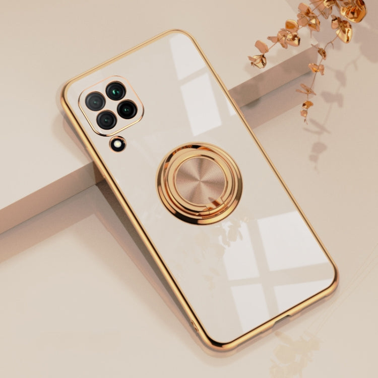 For Huawei nova 6 SE 6D Electroplating Full Coverage Silicone Protective Case with Magnetic Ring Holder