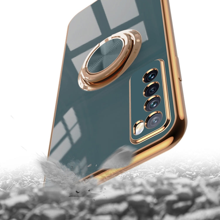 For Huawei nova 7 6D Electroplating Full Coverage Silicone Protective Case with Magnetic Ring Holder