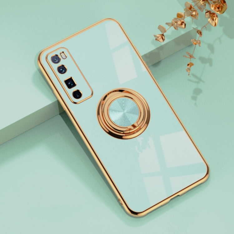 For Huawei nova 7 Pro 6D Electroplating Full Coverage Silicone Protective Case with Magnetic Ring Holder