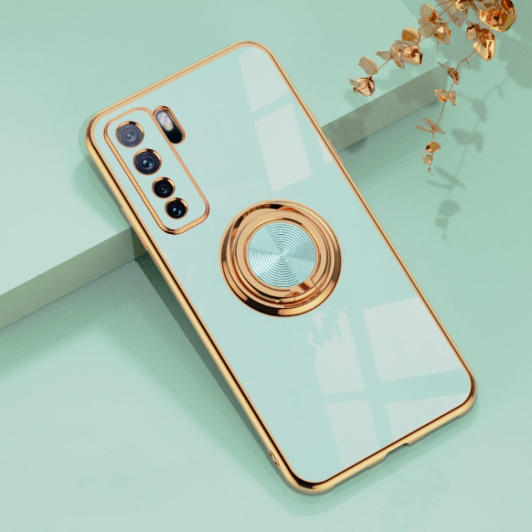 For Huawei nova 7 SE 6D Electroplating Full Coverage Silicone Protective Case with Magnetic Ring Holder