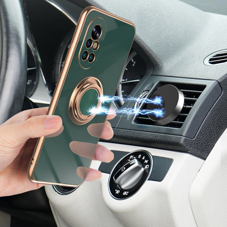 For Huawei nova 8 6D Electroplating Full Coverage Silicone Protective Case with Magnetic Ring Holder