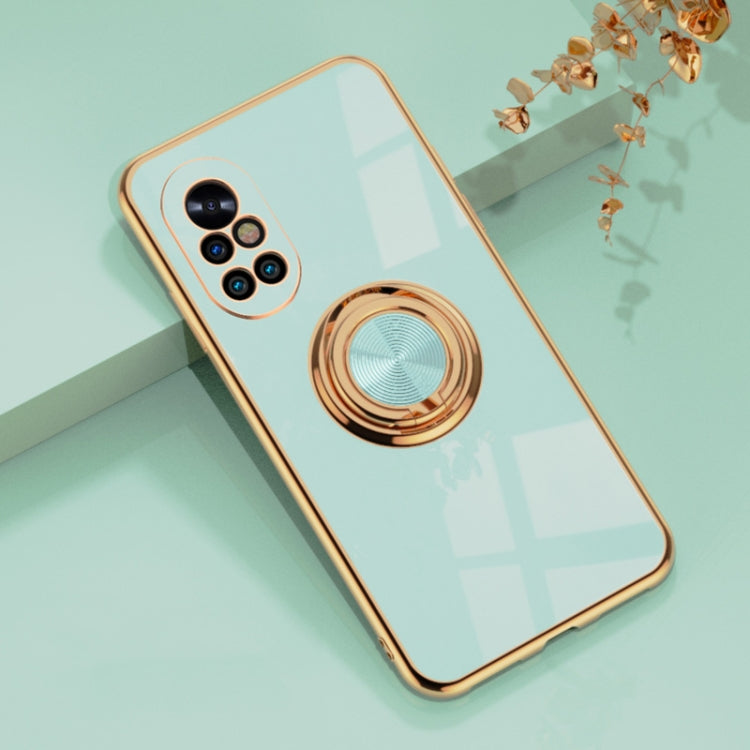 For Huawei nova 8 Pro 6D Electroplating Full Coverage Silicone Protective Case with Magnetic Ring Holder