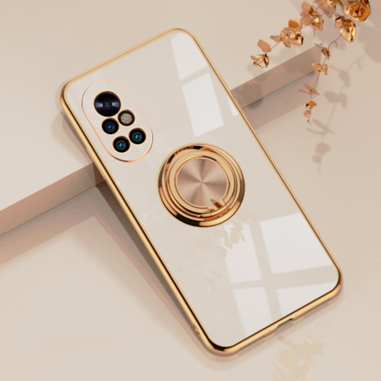 For Huawei nova 8 Pro 6D Electroplating Full Coverage Silicone Protective Case with Magnetic Ring Holder