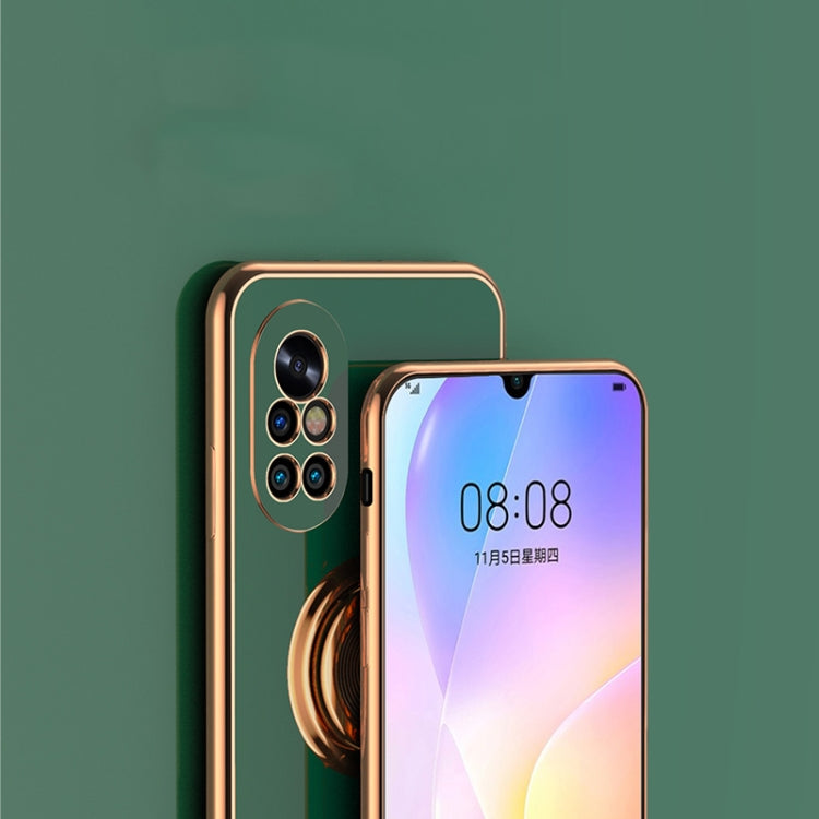 For Huawei nova 8 Pro 6D Electroplating Full Coverage Silicone Protective Case with Magnetic Ring Holder