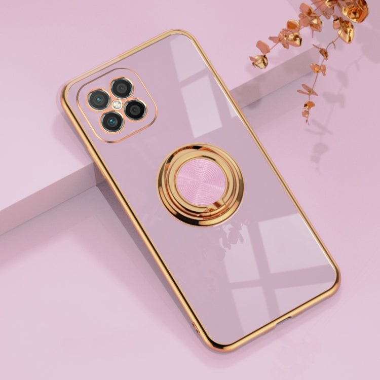 For Huawei nova 8 SE 6D Electroplating Full Coverage Silicone Protective Case with Magnetic Ring Holder