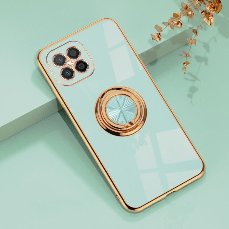 For Huawei nova 8 SE 6D Electroplating Full Coverage Silicone Protective Case with Magnetic Ring Holder