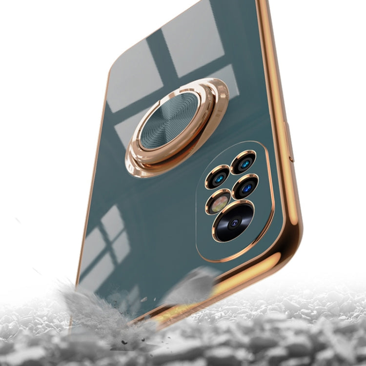 For Huawei nova 8 SE 6D Electroplating Full Coverage Silicone Protective Case with Magnetic Ring Holder