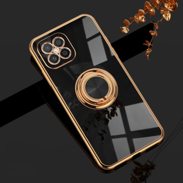 For Huawei nova 8 SE 6D Electroplating Full Coverage Silicone Protective Case with Magnetic Ring Holder