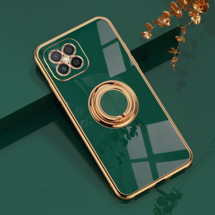 For Huawei nova 8 SE 6D Electroplating Full Coverage Silicone Protective Case with Magnetic Ring Holder