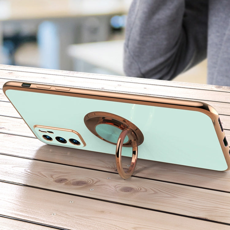 For Huawei P20 6D Electroplating Full Coverage Silicone Protective Case with Magnetic Ring Holder