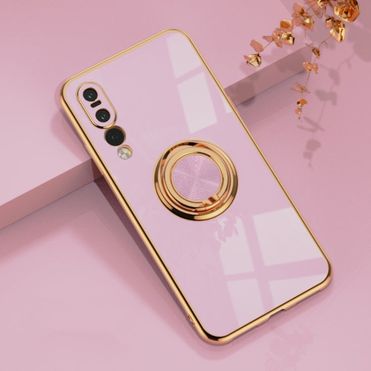 For Huawei P20 Pro 6D Electroplating Full Coverage Silicone Protective Case with Magnetic Ring Holder