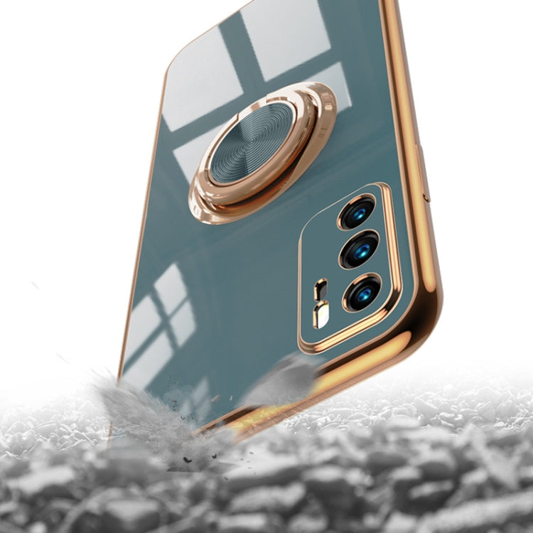 For Huawei P20 Pro 6D Electroplating Full Coverage Silicone Protective Case with Magnetic Ring Holder