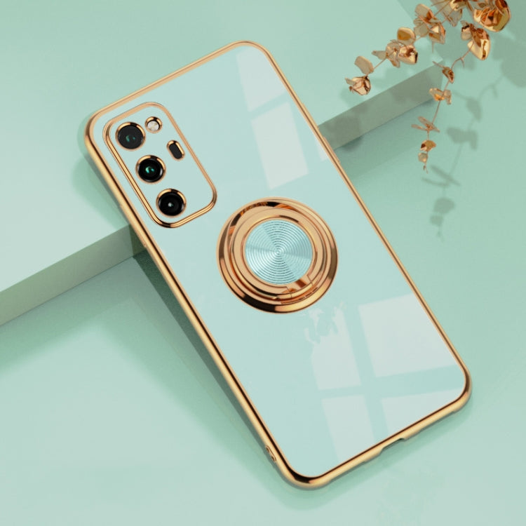 For Huawei Honor V30 Pro 6D Electroplating Full Coverage Silicone Protective Case with Magnetic Ring Holder