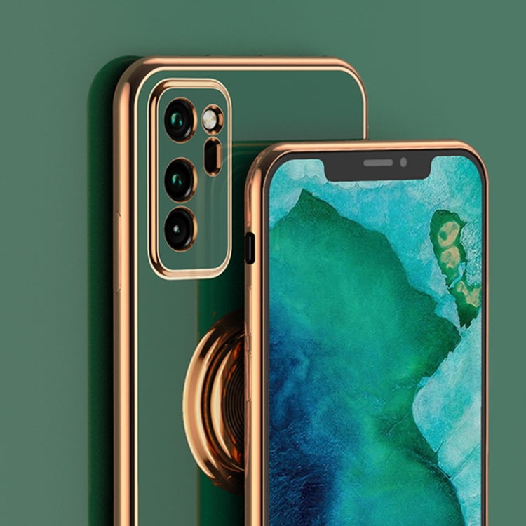 For Huawei Honor V30 Pro 6D Electroplating Full Coverage Silicone Protective Case with Magnetic Ring Holder