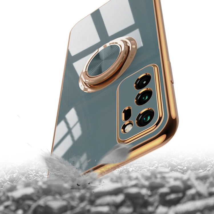For Huawei Honor V30 Pro 6D Electroplating Full Coverage Silicone Protective Case with Magnetic Ring Holder