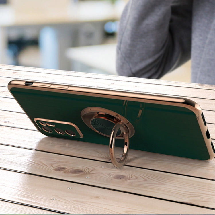 For Huawei Honor V30 Pro 6D Electroplating Full Coverage Silicone Protective Case with Magnetic Ring Holder