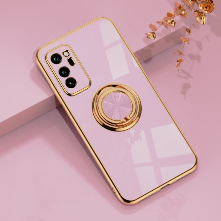 For Huawei Honor V30 6D Electroplating Full Coverage Silicone Protective Case with Magnetic Ring Holder