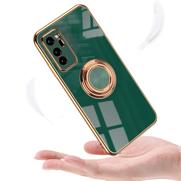 For Huawei Honor V30 6D Electroplating Full Coverage Silicone Protective Case with Magnetic Ring Holder