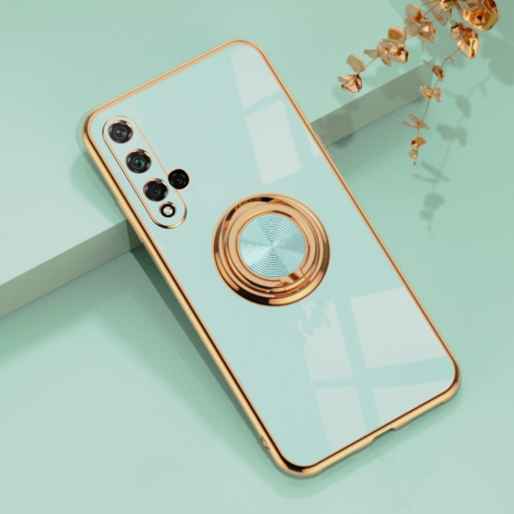 For Huawei Honor 20 6D Electroplating Full Coverage Silicone Protective Case with Magnetic Ring Holder