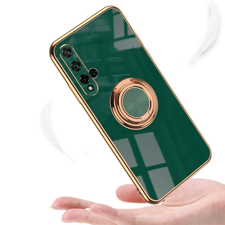 For Huawei Honor 20 6D Electroplating Full Coverage Silicone Protective Case with Magnetic Ring Holder