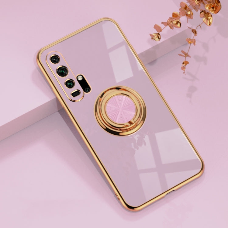 For Huawei Honor 20 Pro 6D Electroplating Full Coverage Silicone Protective Case with Magnetic Ring Holder