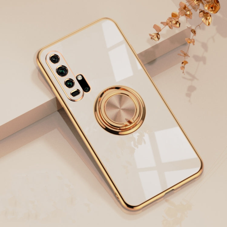 For Huawei Honor 20 Pro 6D Electroplating Full Coverage Silicone Protective Case with Magnetic Ring Holder