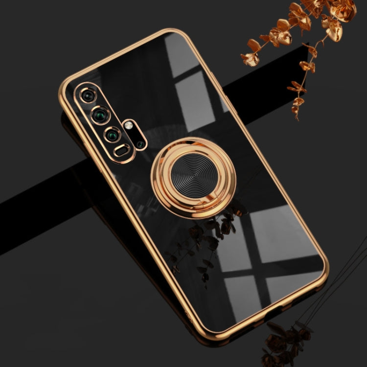 For Huawei Honor 20 Pro 6D Electroplating Full Coverage Silicone Protective Case with Magnetic Ring Holder