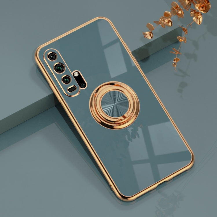 For Huawei Honor 20 Pro 6D Electroplating Full Coverage Silicone Protective Case with Magnetic Ring Holder