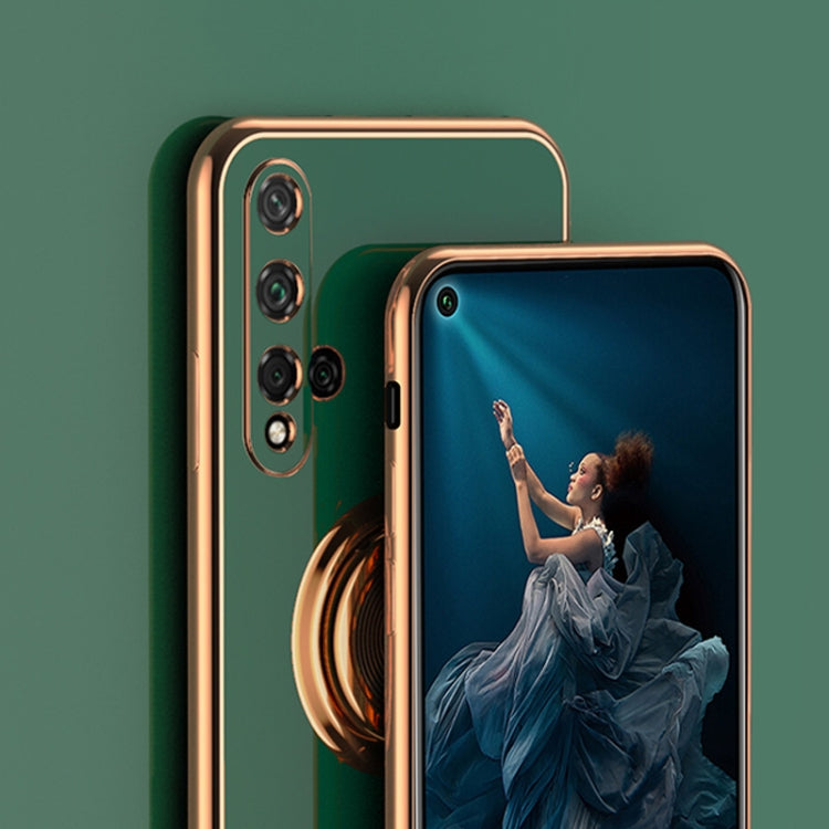 For Huawei Honor 20 Pro 6D Electroplating Full Coverage Silicone Protective Case with Magnetic Ring Holder