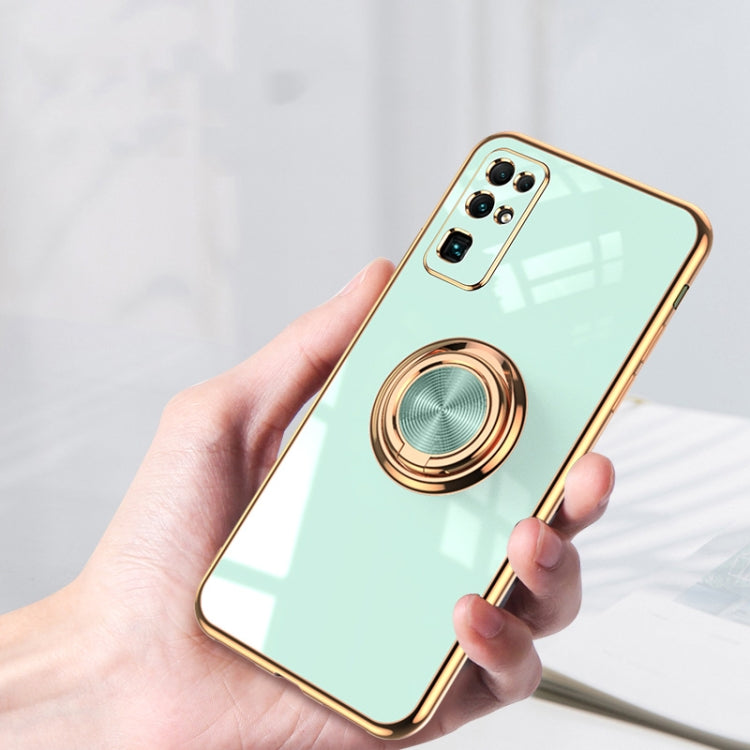 For Huawei Honor X10 Lite 6D Electroplating Full Coverage Silicone Protective Case with Magnetic Ring Holder