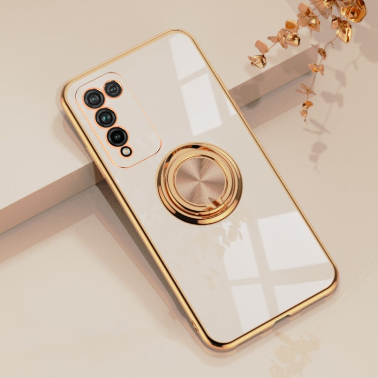 For Huawei Honor X10 Lite 6D Electroplating Full Coverage Silicone Protective Case with Magnetic Ring Holder