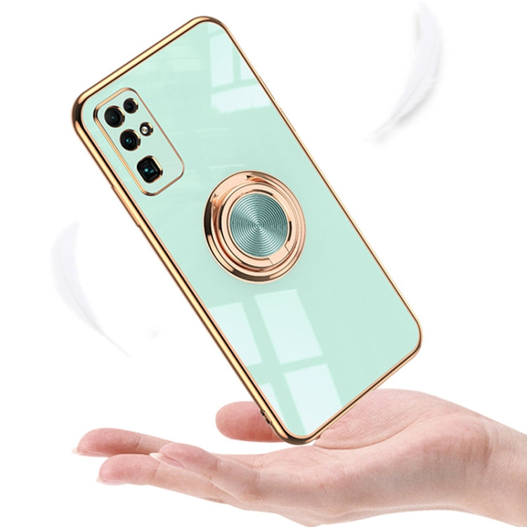 For Huawei Honor X10 Lite 6D Electroplating Full Coverage Silicone Protective Case with Magnetic Ring Holder