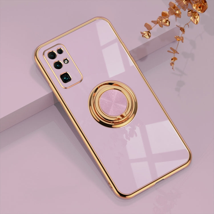 For Huawei Honor 30 6D Electroplating Full Coverage Silicone Protective Case with Magnetic Ring Holder