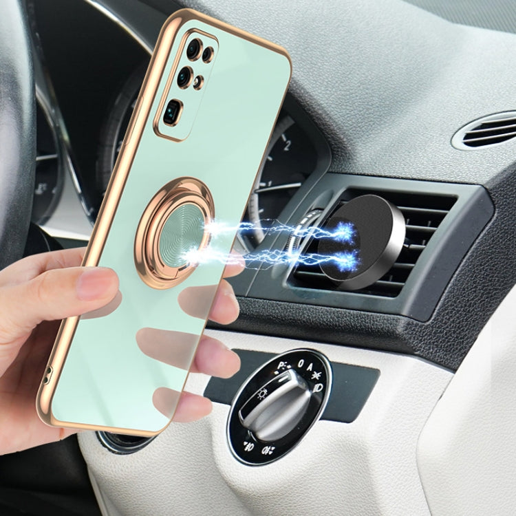 For Huawei Honor 30 6D Electroplating Full Coverage Silicone Protective Case with Magnetic Ring Holder