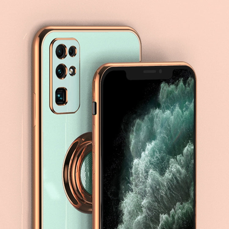 For Huawei Honor 30 6D Electroplating Full Coverage Silicone Protective Case with Magnetic Ring Holder