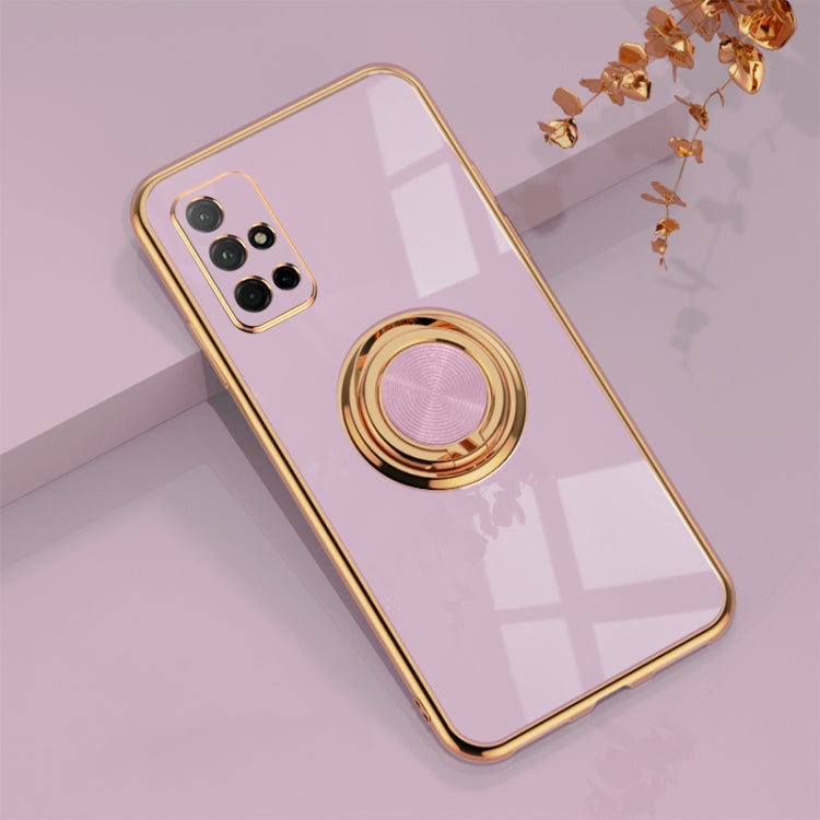 For Huawei Honor 30S 6D Electroplating Full Coverage Silicone Protective Case with Magnetic Ring Holder