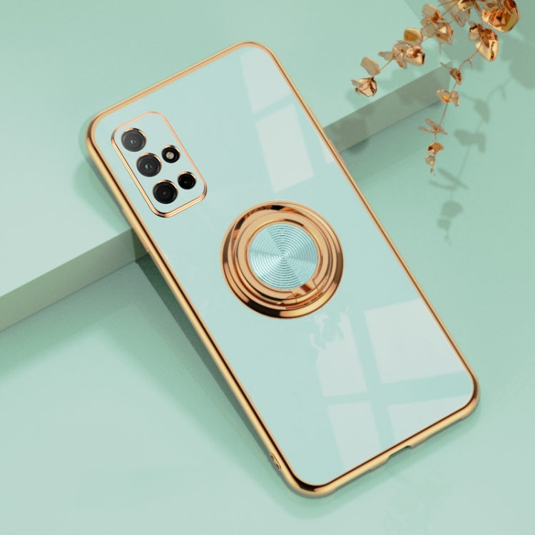 For Huawei Honor 30S 6D Electroplating Full Coverage Silicone Protective Case with Magnetic Ring Holder