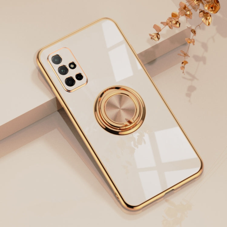 For Huawei Honor 30S 6D Electroplating Full Coverage Silicone Protective Case with Magnetic Ring Holder