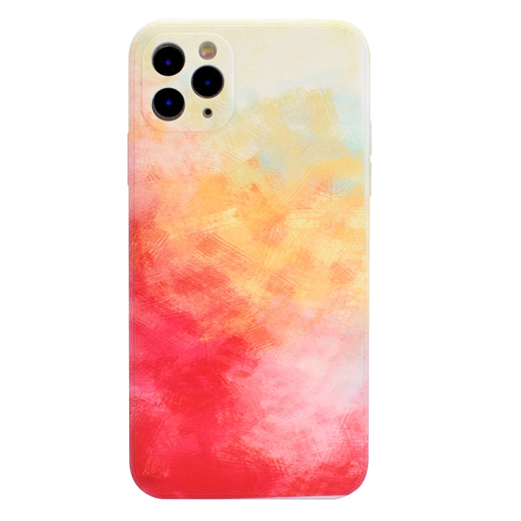For iPhone 12 mini TPU Straight Edge Watercolor Pattern Protective Case