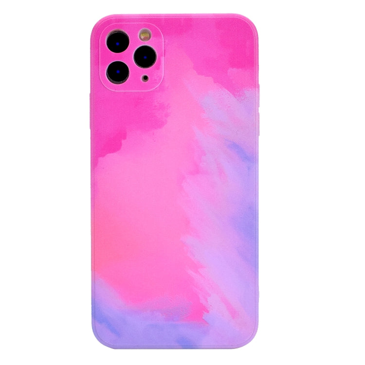 For iPhone 12 TPU Straight Edge Watercolor Pattern Protective Case
