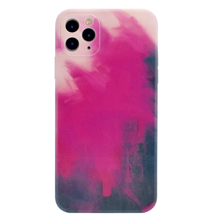 For iPhone 12 TPU Straight Edge Watercolor Pattern Protective Case