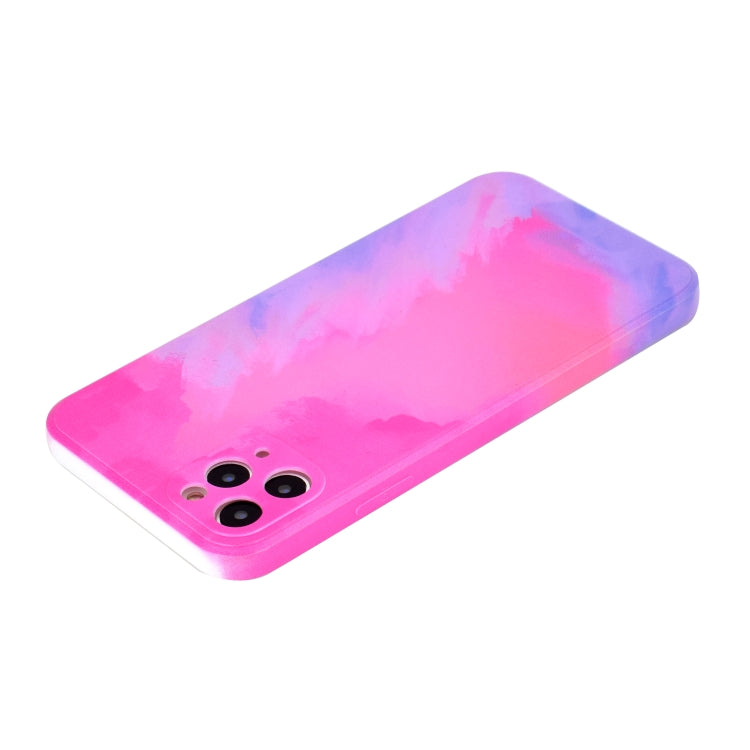 For iPhone 12 Pro TPU Straight Edge Watercolor Pattern Protective Case