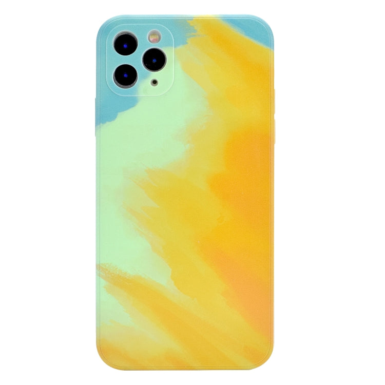 For iPhone 12 Pro Max TPU Straight Edge Watercolor Pattern Protective Case