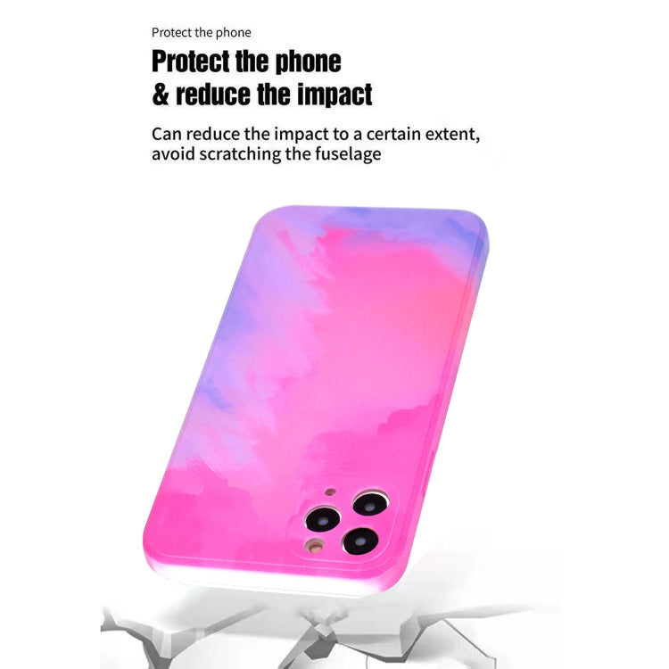 For iPhone 12 Pro Max TPU Straight Edge Watercolor Pattern Protective Case